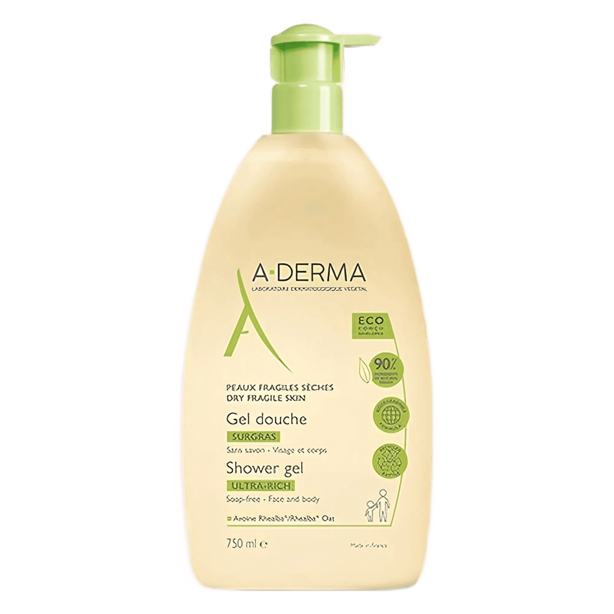 A – Derma – Ultra Riche Gel Douche pour Peaux Fragiles 750ml
