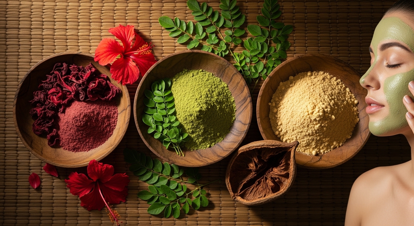 Masques Visage Naturels : Bissap, Moringa et Baobab