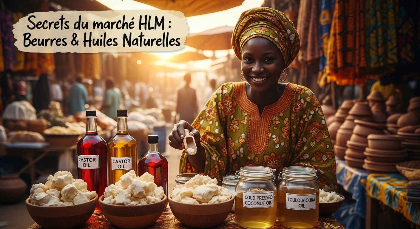 Marché HLM : huiles et beurres locaux au Sénégal