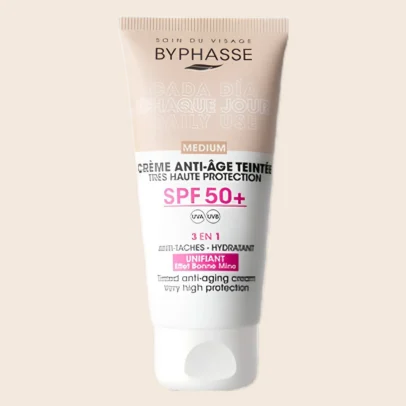 Byphasse - Crème Faciale Anti-Âge Teintée SPF 50 Teinte Moyenne 50ml | Acheter Dakar | SEN'GARMI